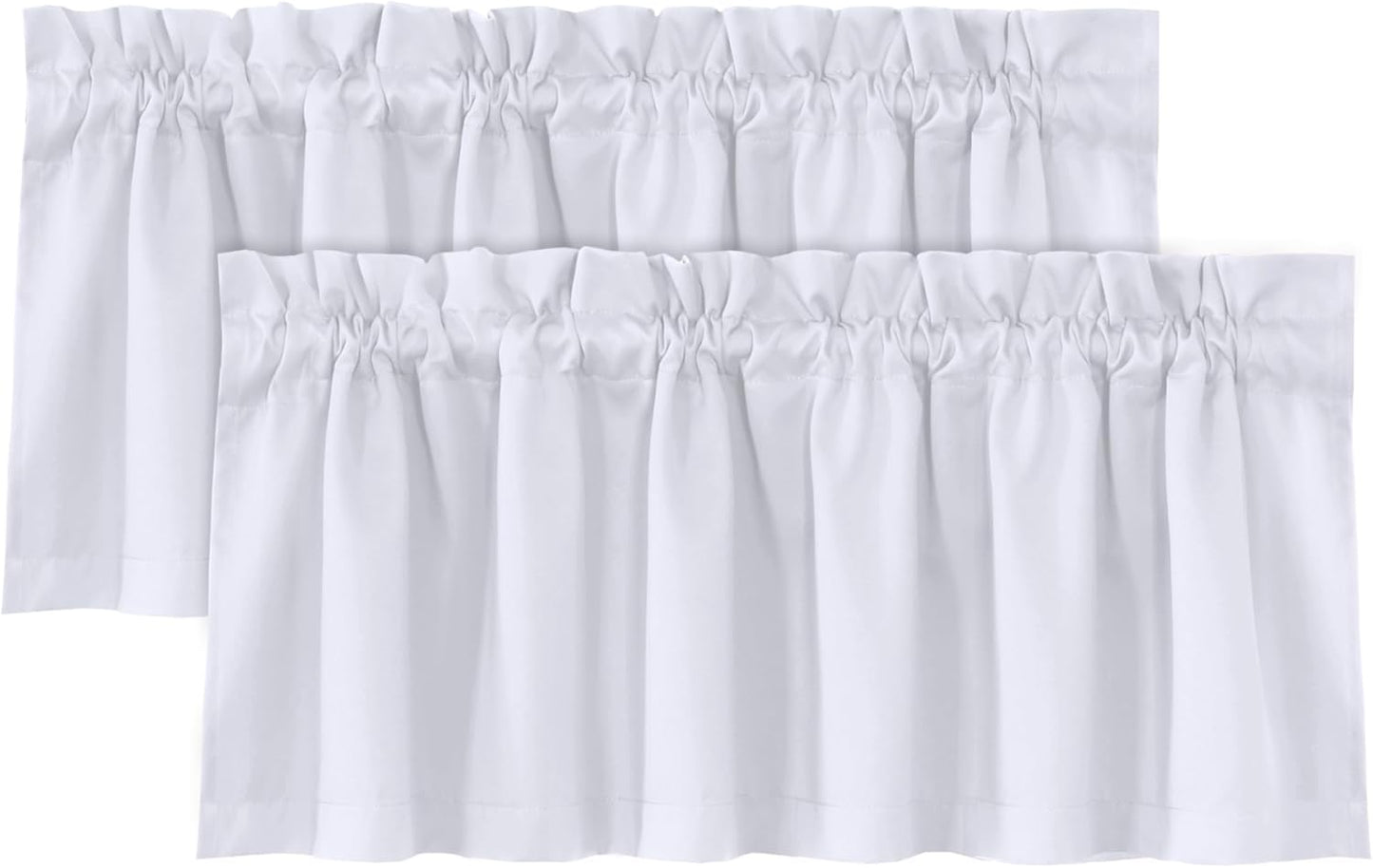 2 Panels White Valance for Windows, Natural Blackout Curtains Valances for Small Windows/Living Room/Bedroom/Bathroom Rod Pocket 52" W X 18" L, Greyish White,2 Packs