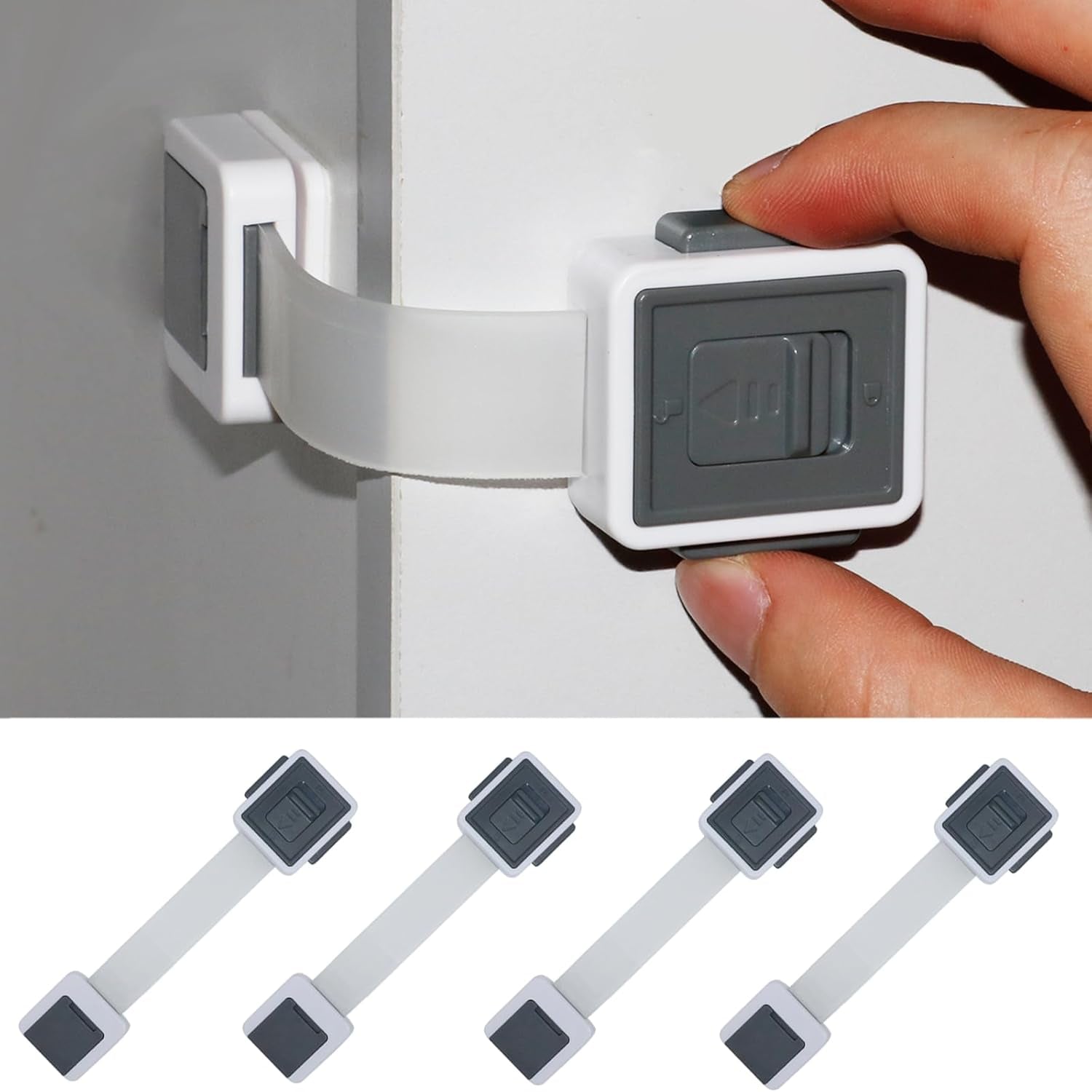 Child Proofing Cabinet Locks 4 Pack & Child Safety Cabinet Strap Locks 4 Pack
