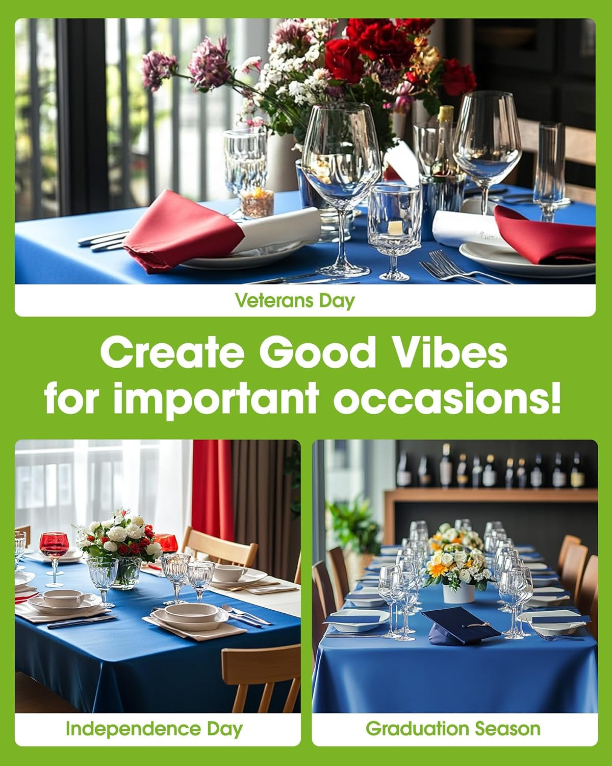 Plastic Table Cloth Disposable 12 Pack, 54 X 108 Inch Table Cloths, Graduation Decorations Class of 2025, Graduation Party Tablecloths, Rectangle, Plastic Cover, Leakproof & Sturdy, Blue