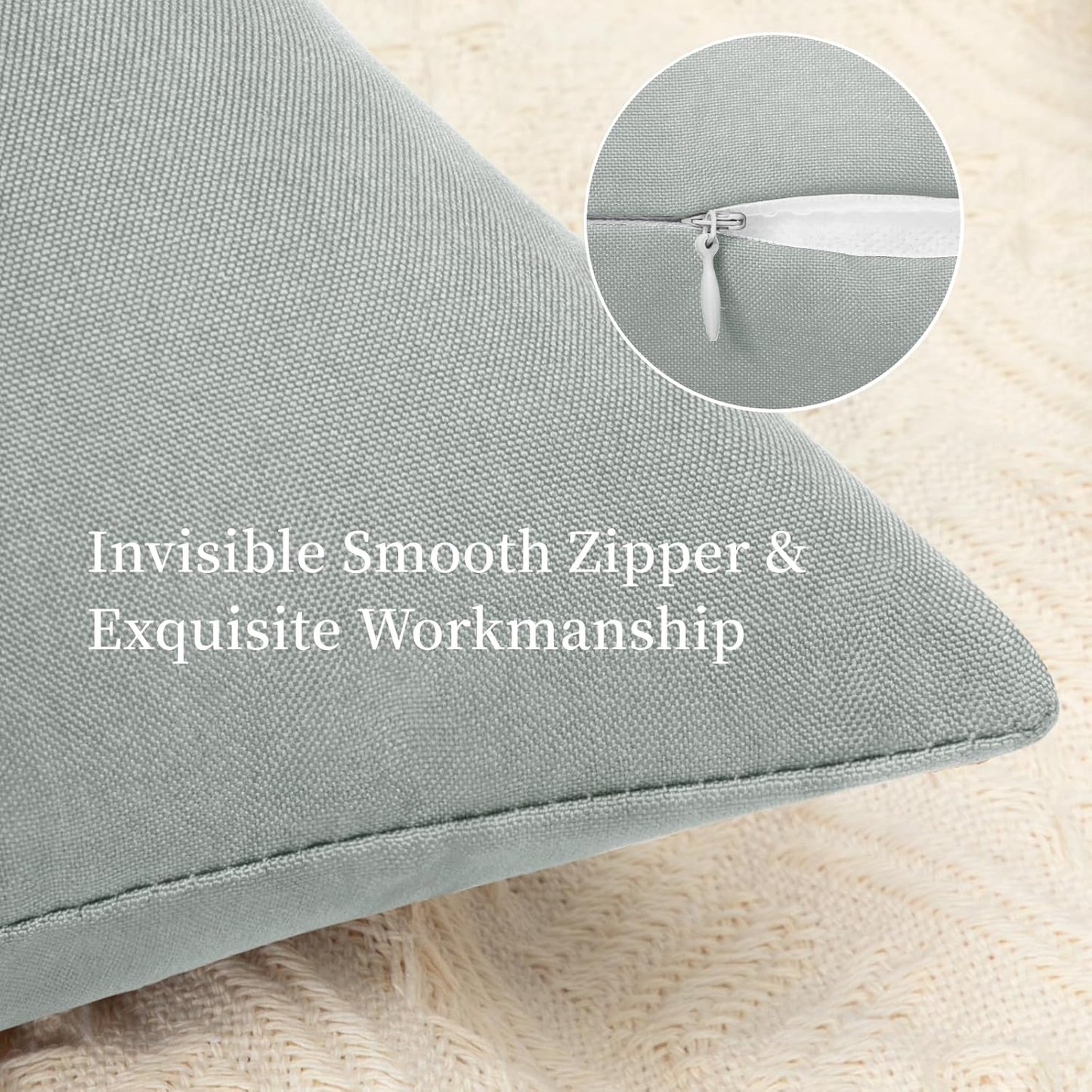 16X16 Inch Pack of 2 Outdoor Waterproof Pillow Covers Only Patio Throw Pillowcase Light Grey