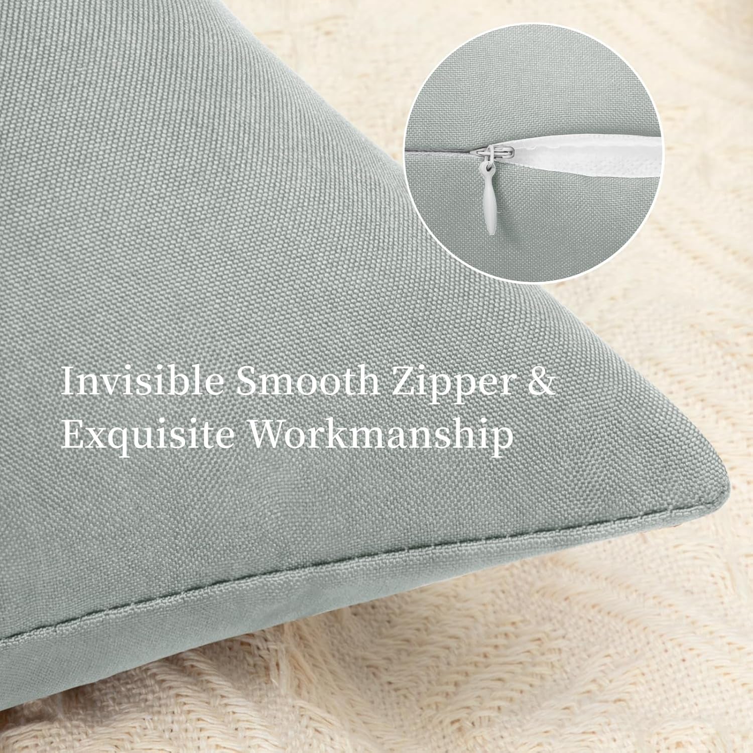 16X16 Inch Pack of 2 Outdoor Waterproof Pillow Covers Only Patio Throw Pillowcase Light Grey