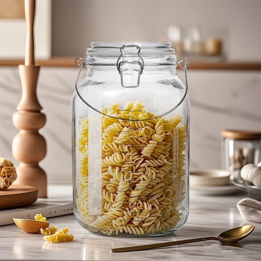 1 Gallon Super Wide Mouth Glass Jars with Airtight Lids,2 Pack Gallon Mason Jars Glass Storage Container for Canning,Pickling,Fermenting