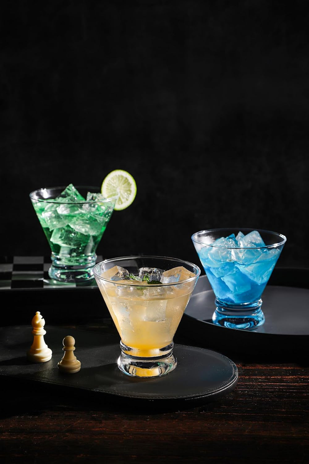 Set of 4 Martini Glasses - 8-Ounce Cinched Design Cocktail Glasses with Heavy Base, Stemless Construction for Stability - Sturdy and Elegant Cosmopolitan Bar Glasses (Glass, Clear4Pcs)