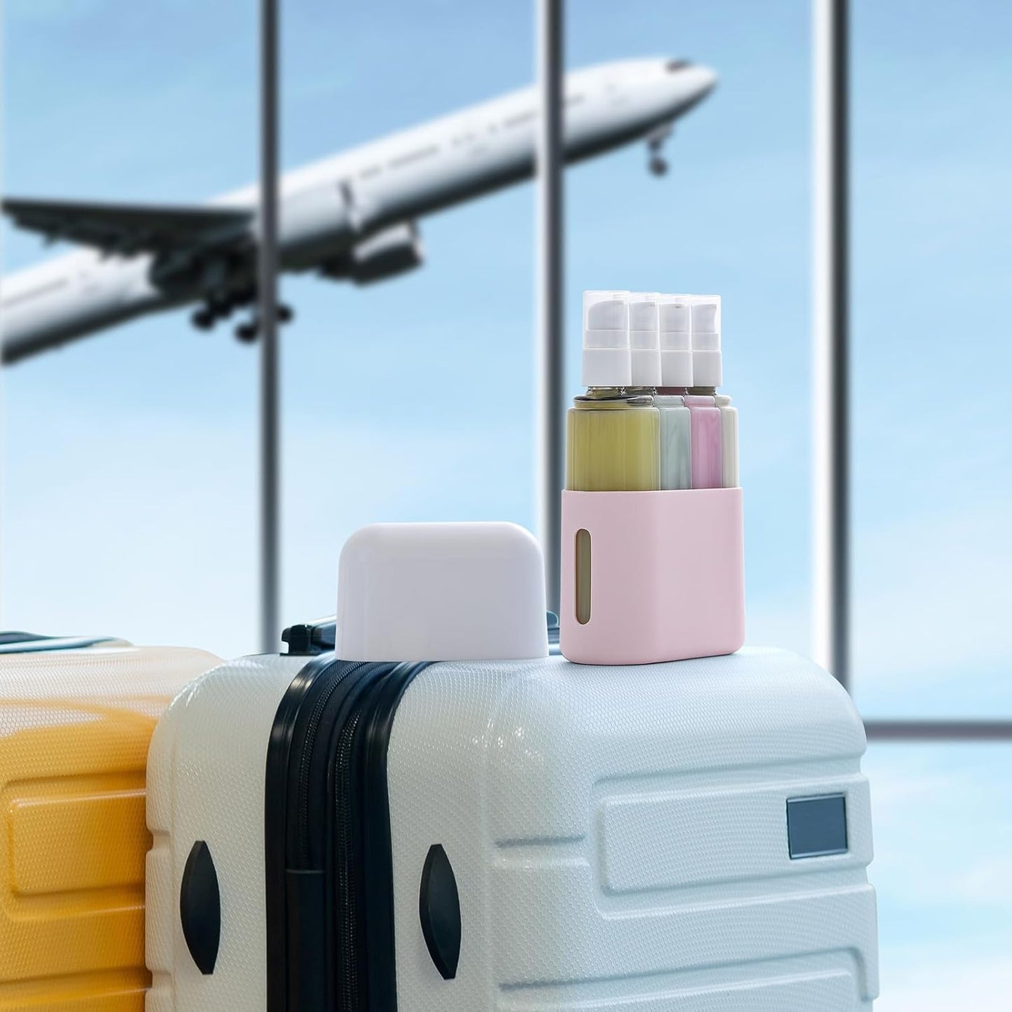 3Oz Travel Bottles for Toiletries, 4 Pack Tsa Approved Portable Travel Size Containers for Shampoo Liquid with Labels, Leak Proof Refillable Containers Dispenser Set - Pink