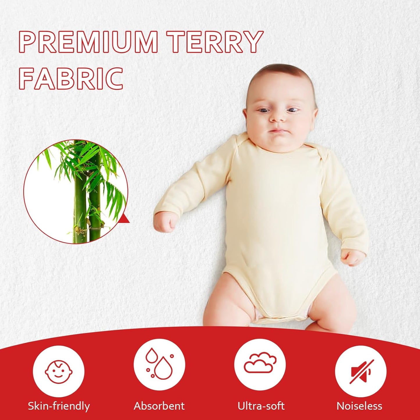 Pack and Play Sheets & Waterproof Terry Pack N Play Mattress Protector Pad Cover 4 Pack, Viscose Terry Pack N Play Sheets Set, Grey & Navy