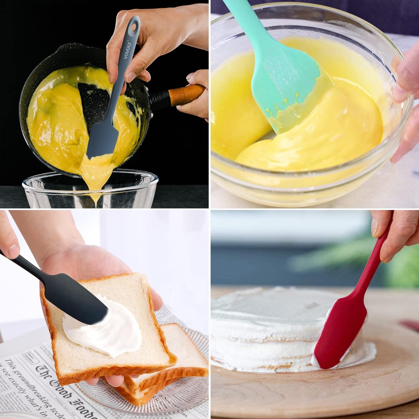 Mini Silicone Spatula - BPA Free Pro-Grade 600ºf Heat-Resistant Non-Stick Small Rubber Jar Spatula - Silicone Kitchen Scraper Utensil Tool for Cooking and Baking, 8.8 IN