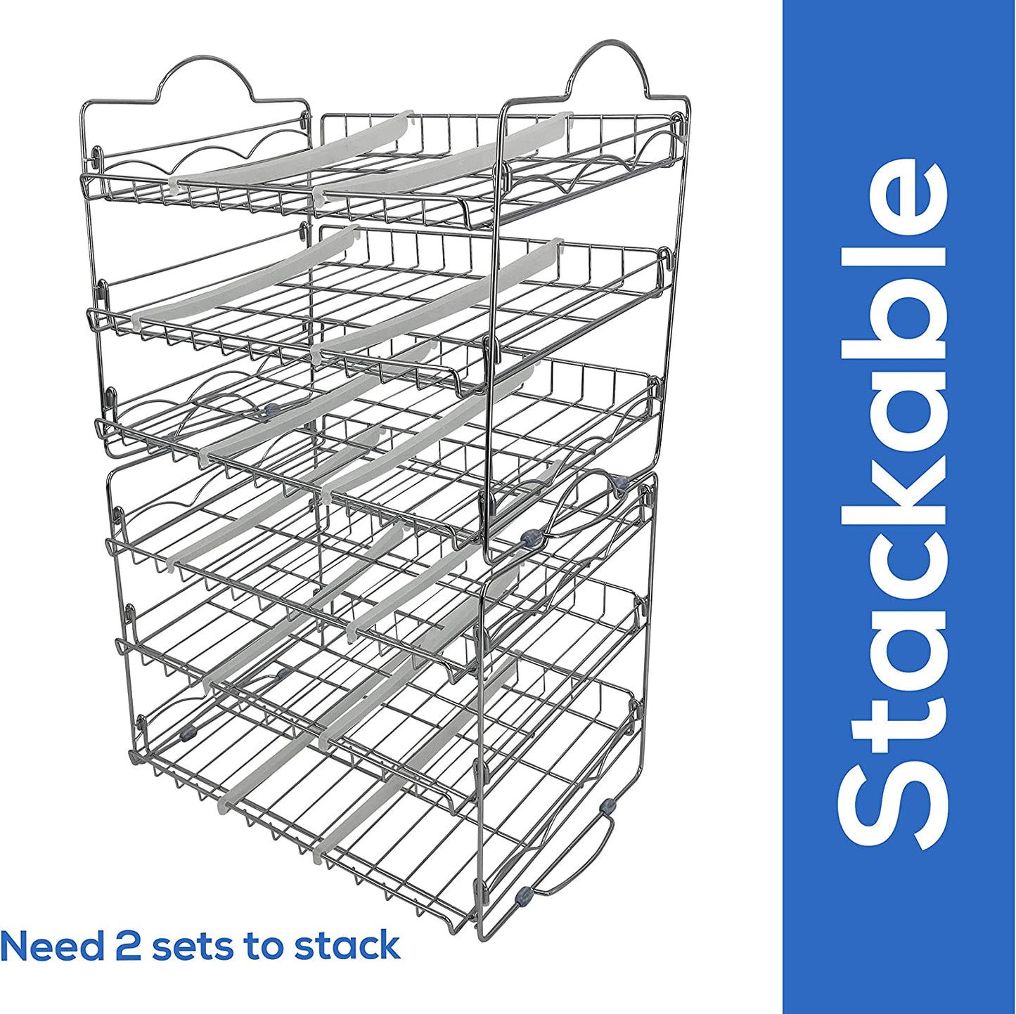 Storage Can Rack Organizer, Stackable Can Organizer Holds Upto 36 Cans for Kitchen Cabinet or Pantry (Chrome)