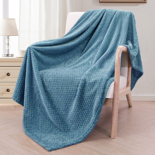 Extra Large Fleece Throw Blanket - Super Soft and Warm Waffle Textured Blanket for Couch, Sofa, and Bed (Slate Blue, 50X70 Inches)