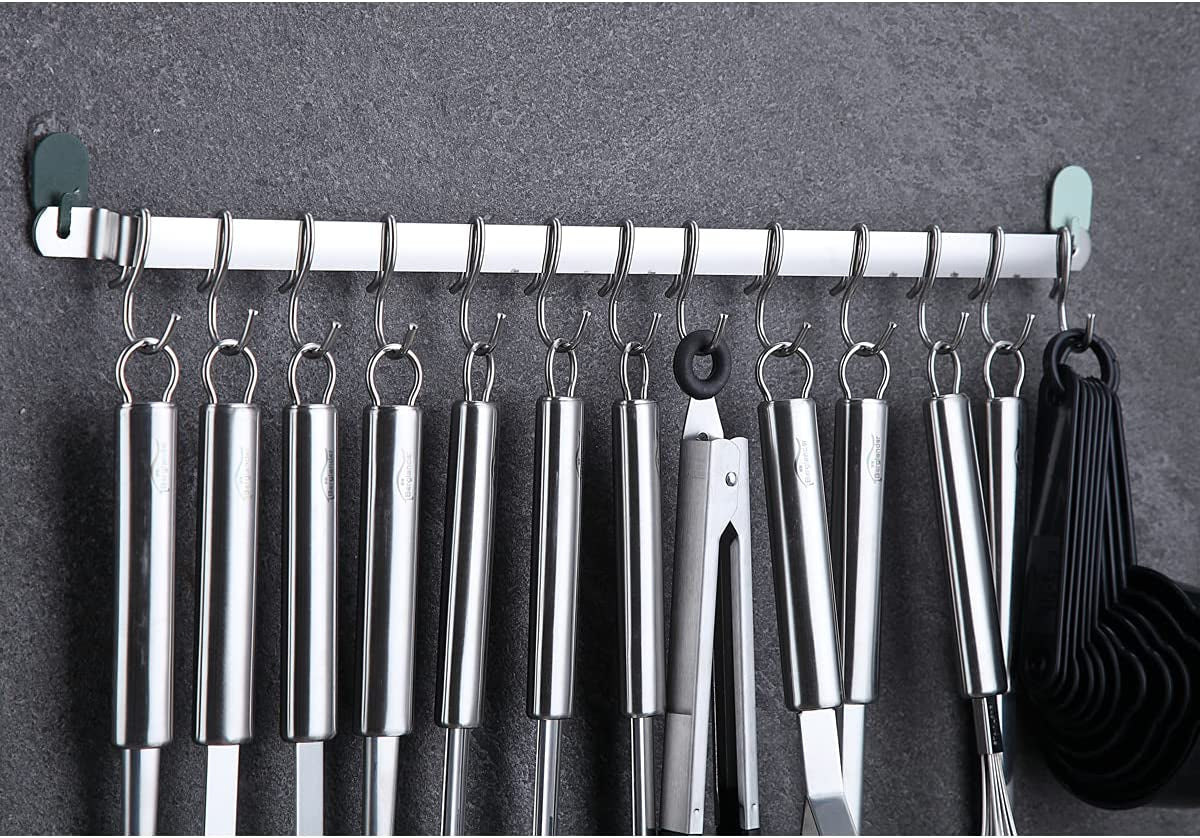 38-Piece Stainless Steel Kitchen Utensils Set with Holder Rack and Hooks, Dishwasher Safe Cooking Tools
