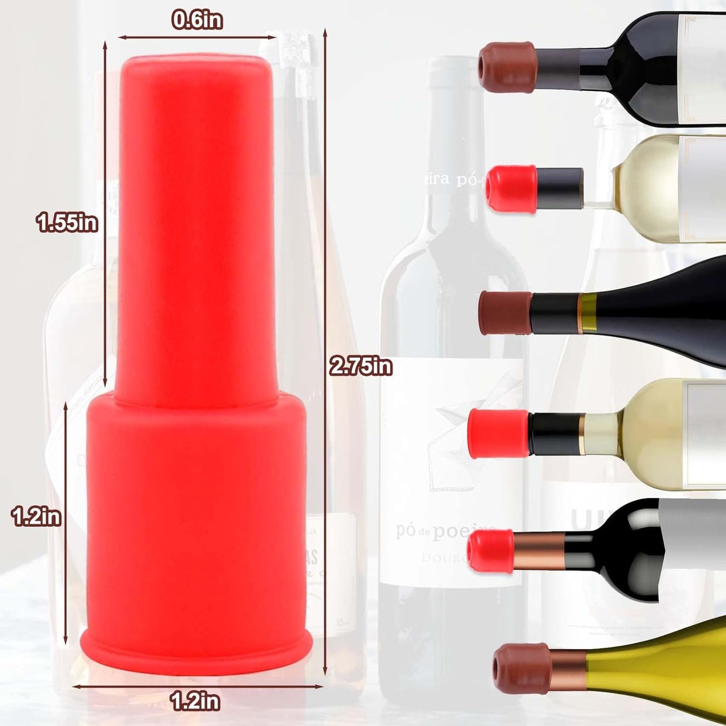 Silicone Wine Stopper,4Pcs Reusable and Unbreakable Glass Bottle Sealer Covers Wine Stoppers, Wine Plug,Wine Cork Stopper for Keeping Wine Champagne Fresh Home Use
