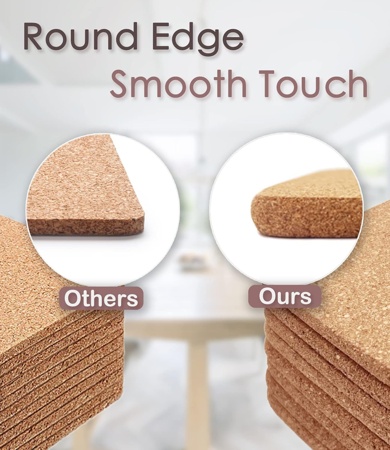 Cork Trivet, 4 Pcs High Density Thick Square Cork Trivets for Hot Dishes, 8 Inch Heat Resistant Multifunctional Cork Coaster, Cork Hot Pads for Table & Countertop