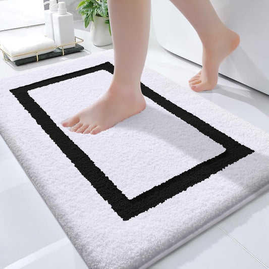 Bathroom Rugs Mat 32X20, Extra Soft Absorbent Microfiber Bath Rugs, Rubber Backing, Quick Dry, Machine Washable Bath Mats for Bathroom Floor, Tub and Shower, Home Decor Accessories, Black