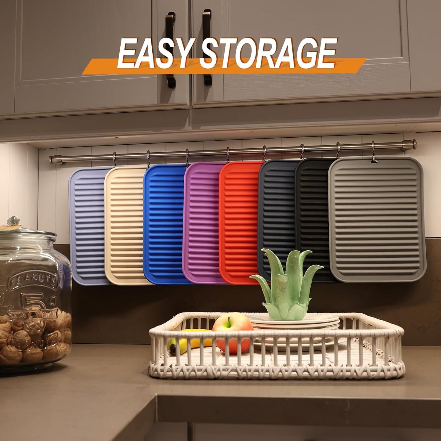 4 Pack Silicone Trivets for Hot Pots and Pans,480℉ Heat Resistant Trivets for Hot Dishes,Hot Pads for Countertop,Kitchen Potholders,Black