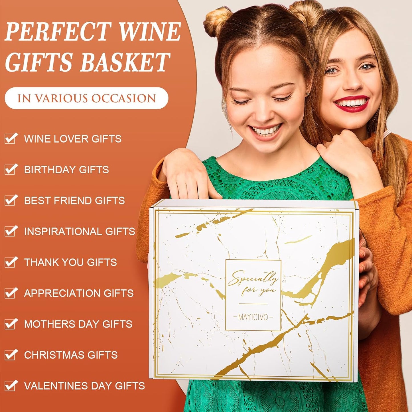 Birthday Gifts for Women Men - Wine Gifts Baskets Mothers Day Gifts for Mom, Women, Friend, Wine Lovers, Self Care Package, Insulated Wine Tote Bag Wine Carrier with Tumblers & Wine Accessories Set