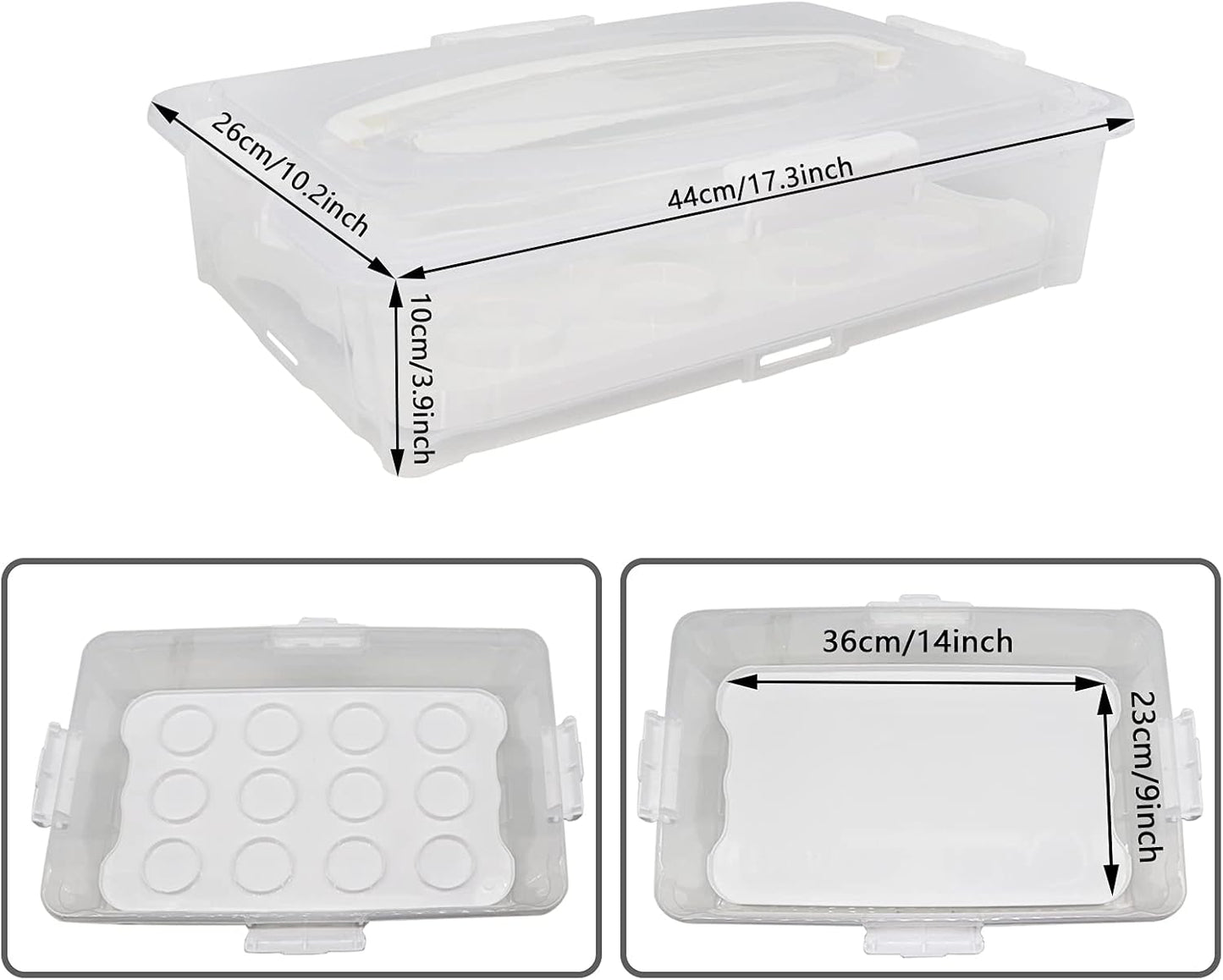 Plastic Cake and Cupcake Carrier Holder, Large Portable Storage Container for Storing 12 Cupcakes or 1 Large Cake, White
