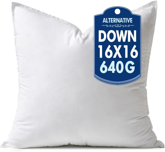 16X16 down Alternative Pillow Insert Decorative Throw Pillow 16 X 16 Inch Body Bed Sleeping Ultra Soft Fluffy Form for Sofa Couch Bed