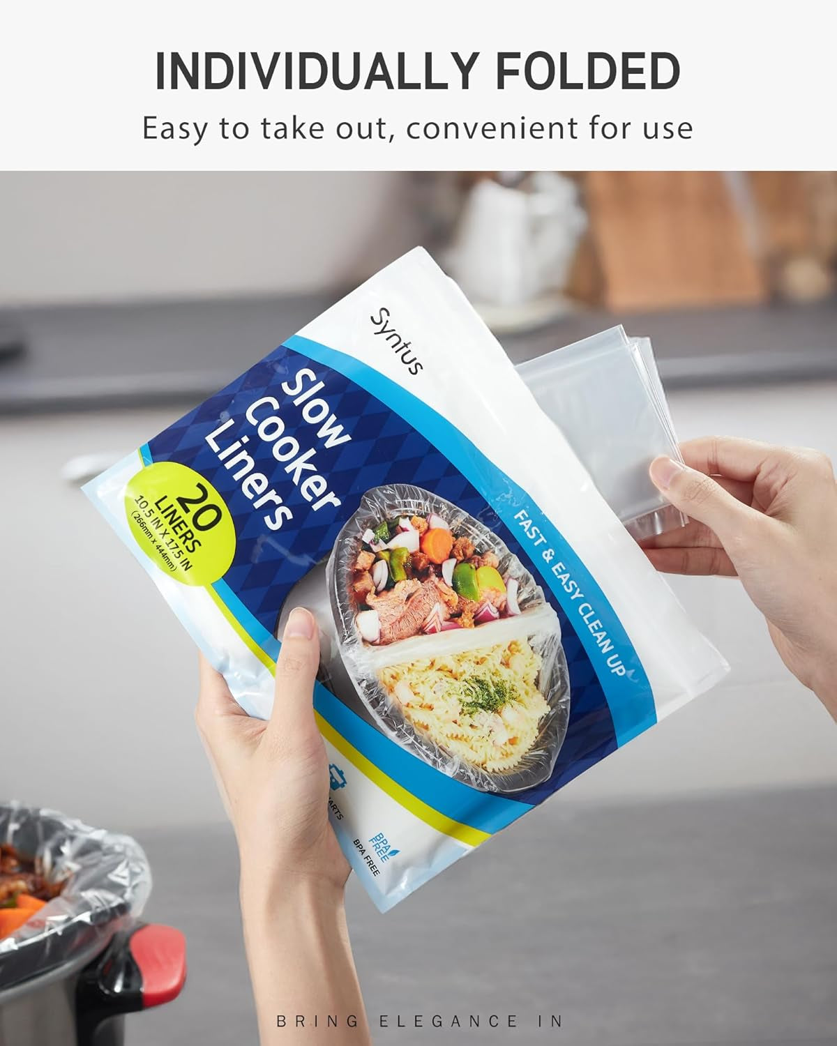 Crock Pot Liners, 20 Count 10.5" X 17.5" Small Size Slow Cooker Liners Fits 1-3 Quart Pots, Disposable Cooking Bags Suitable for Oval & round & Retangular Crock Pot