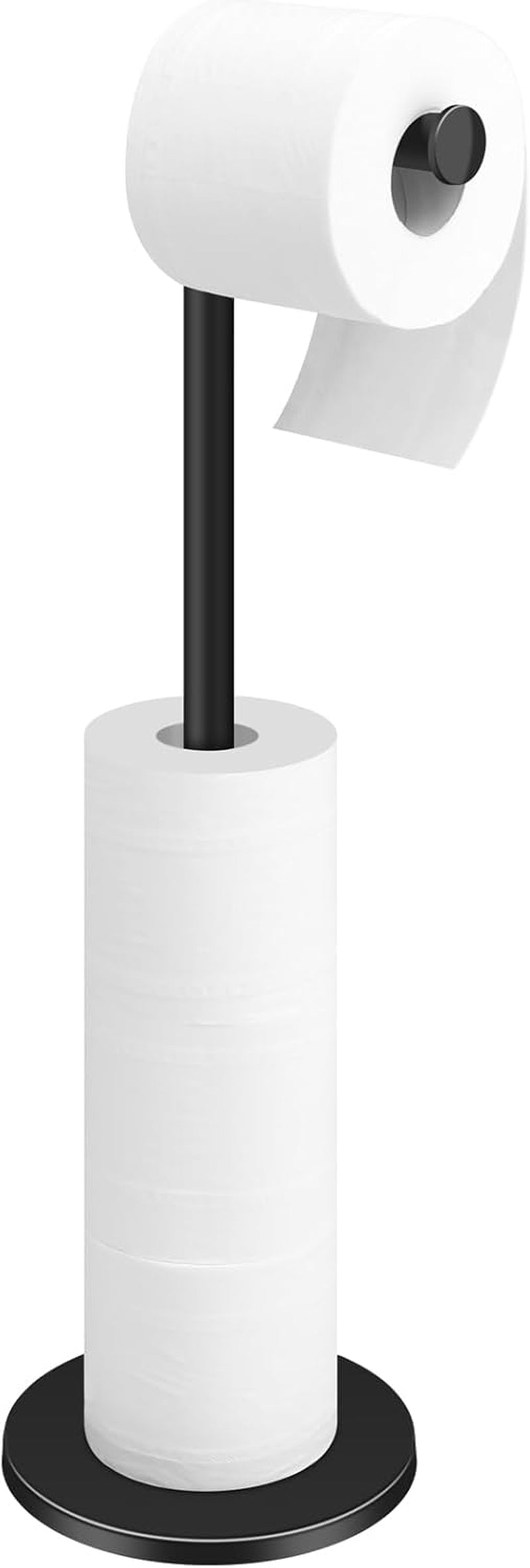 Toilet Paper Holder Stand, Bathroom Toilet Paper Roll Holder Stainless Steel Free Standing, Storage for 4 Rolls of Paper, Matte Black
