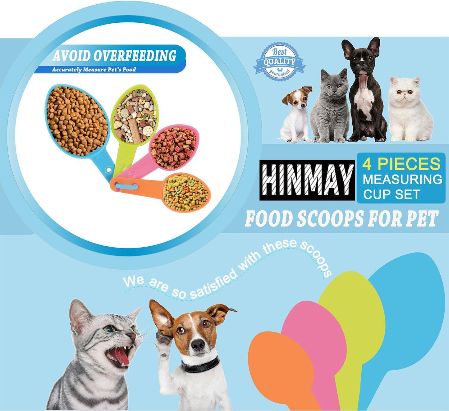 Pet Food Scoops Plastic Measuring Cups Set for Dog Cat and Bird Food (Random Color)