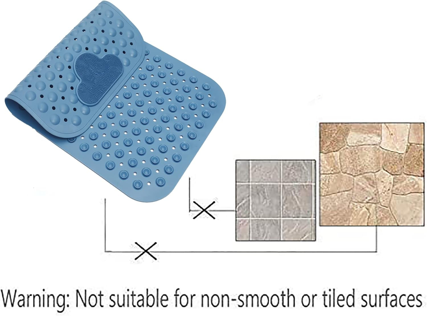 Bath Tub Mat Shower Mat Non Slip Bathtub Mats with Suction Cups Bath Mat for Tub Bathroom Mats 28" X 16" Machine Washable (Blue)