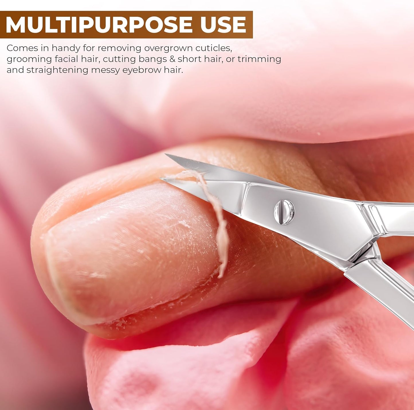 Eyebrow Scissors, Professional Stainless Steel Small Shears for Men and Women Cuticle Nail Scissors, Nose Hair Scissors for Grooming Mustache, Beard, Eyelashes, Ear Hair Trimming, Silver