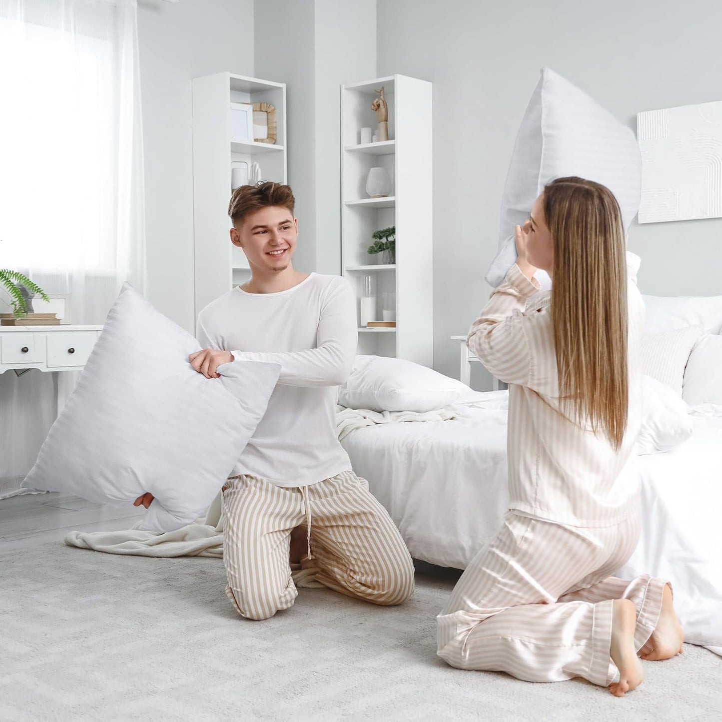 Pillows European Size Set of 2 (White), Hotel Pillows, Cooling Pillow for Side, Back or Stomach Sleepers