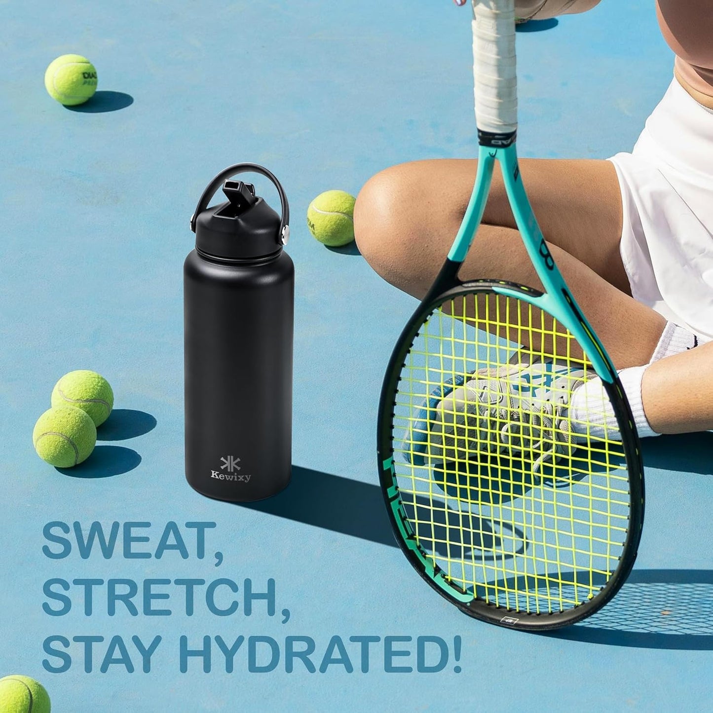 32 Oz Stainless Steel Insulated Water Bottle with Leak-Proof Flip Straw and Handle - Reusable Wide Mouth Design for Travel, Gym, and School (Carbon Black)