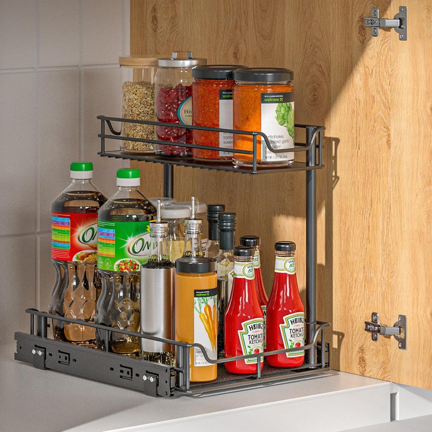 under Sink Organizer, Pull Out Cabinet Organizer with Upgraded Slides, Slide Out Sink Shelf Cabinet Storage Shelves, Storages for Kitchen Bathroom