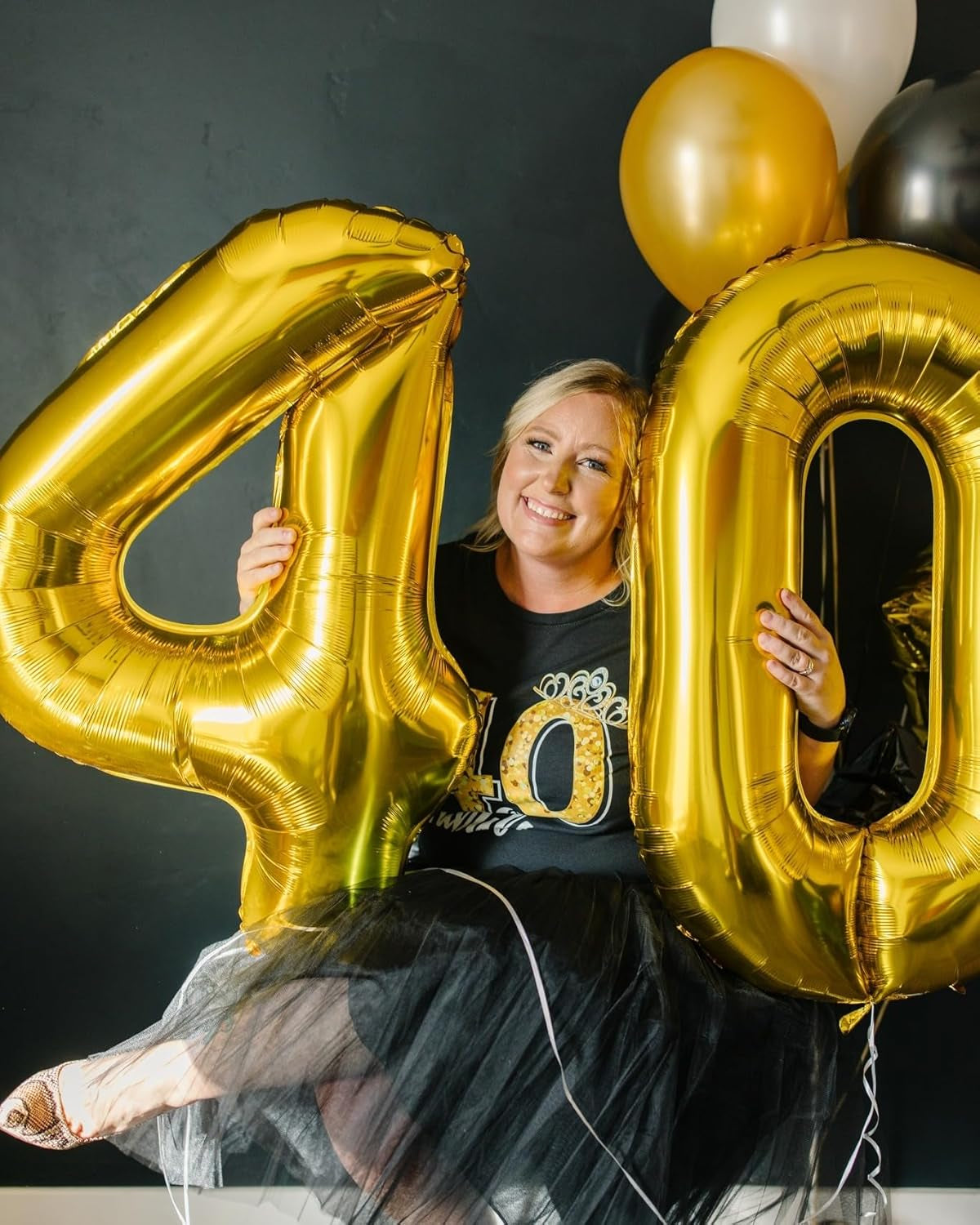 Gold Number Balloon 40 Inch, 0 Number Balloons, 10 20 30 40 50 Numbers Balloon Birthday Decorations, Gold Party Supplies for Women Men