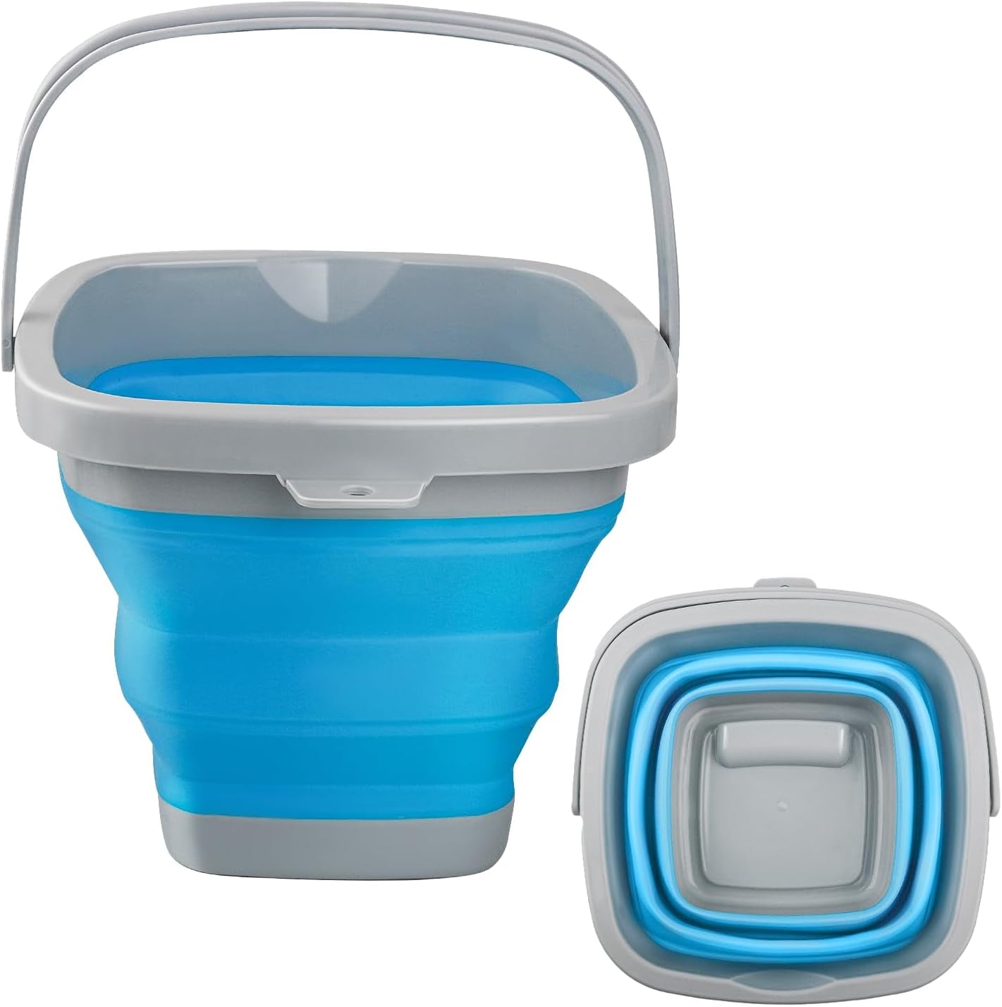 Collapsible Mop Bucket and Ice Bucket-5L(1.3 Gallon) Household Cleaning Silicone Dust Mops Bucket, Portable Bathroom Cleaning Supplies Square Bucket for Cleaning