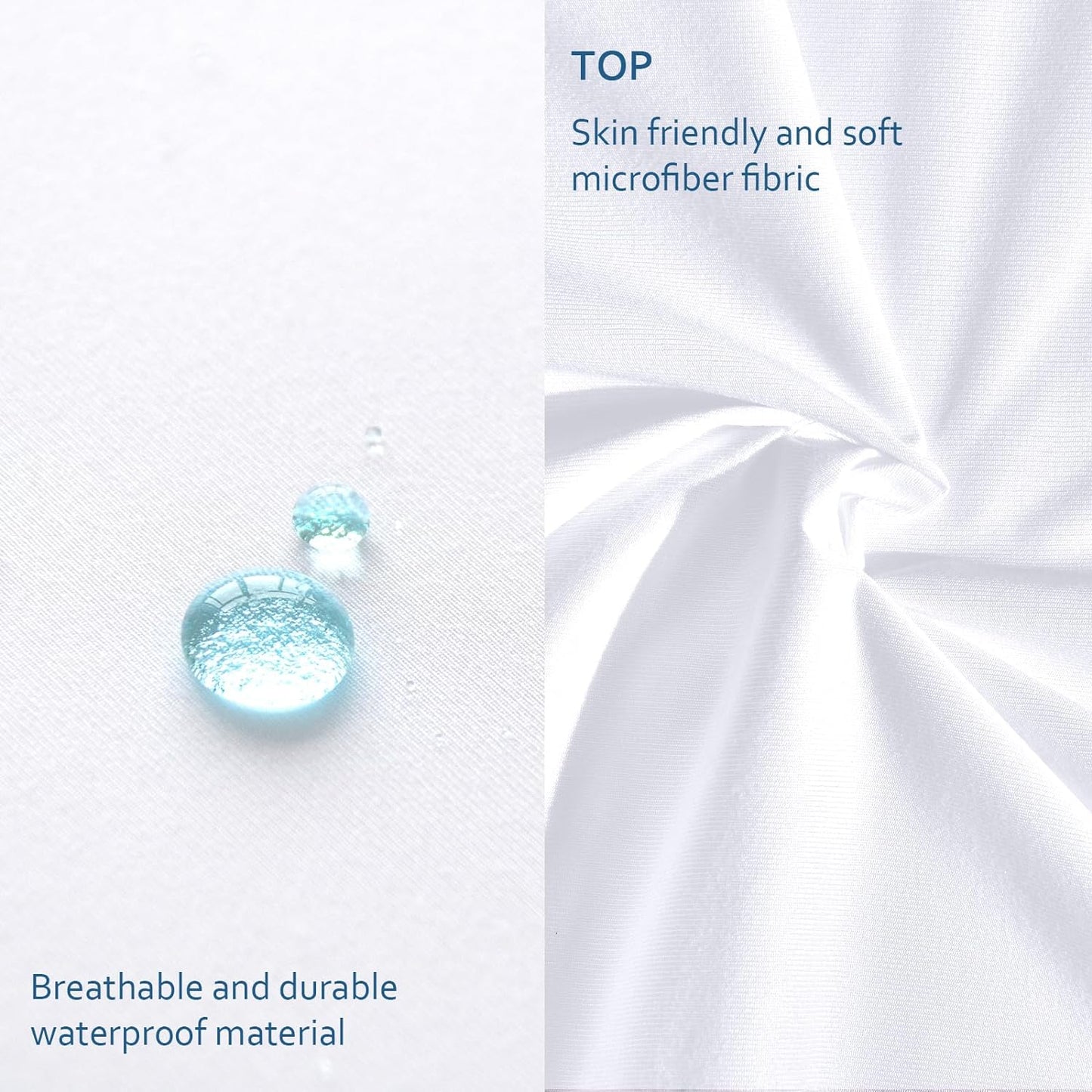 Waterproof Mattress Protector Full Size,Mattress Cover Protector, Smooth Top Mattress Protector for Kids, Breathable Skin Friendly and Noiseless Fitted Sheet,Full Size,Polyester