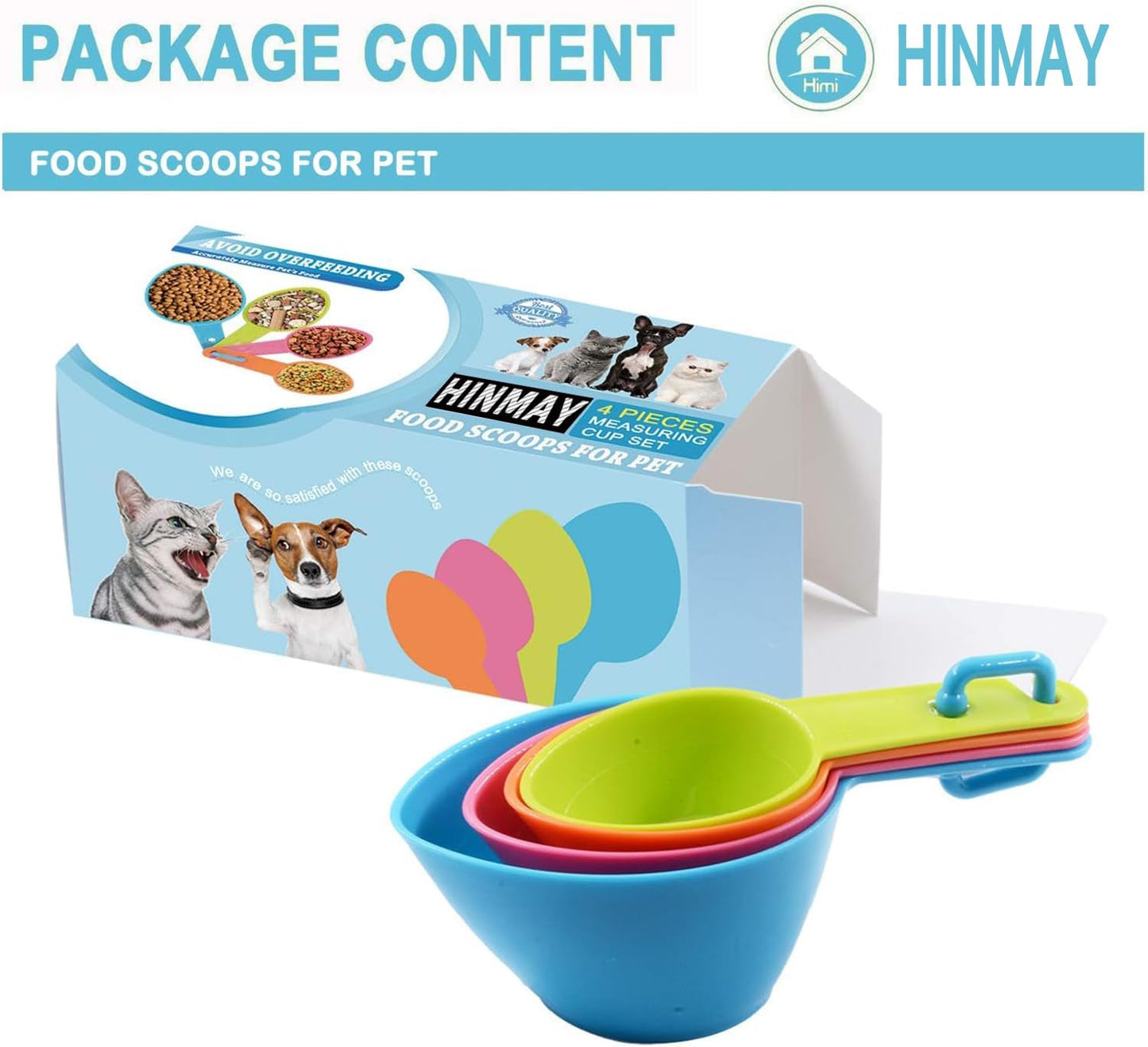 Pet Food Scoops Plastic Measuring Cups Set for Dog Cat and Bird Food (Random Color)