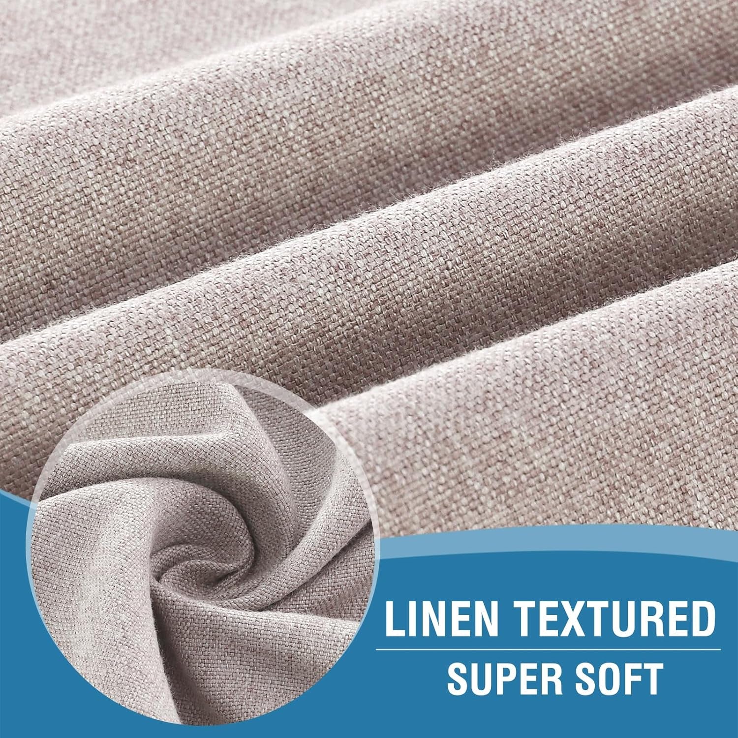 Door Curtains for Door Window, Faux Linen French Door Curtains for Privacy, Tie up Shades Front Door Curtain for Glass Window Covering, Heather Sand, 26’’ X 68’’, 1 Panel