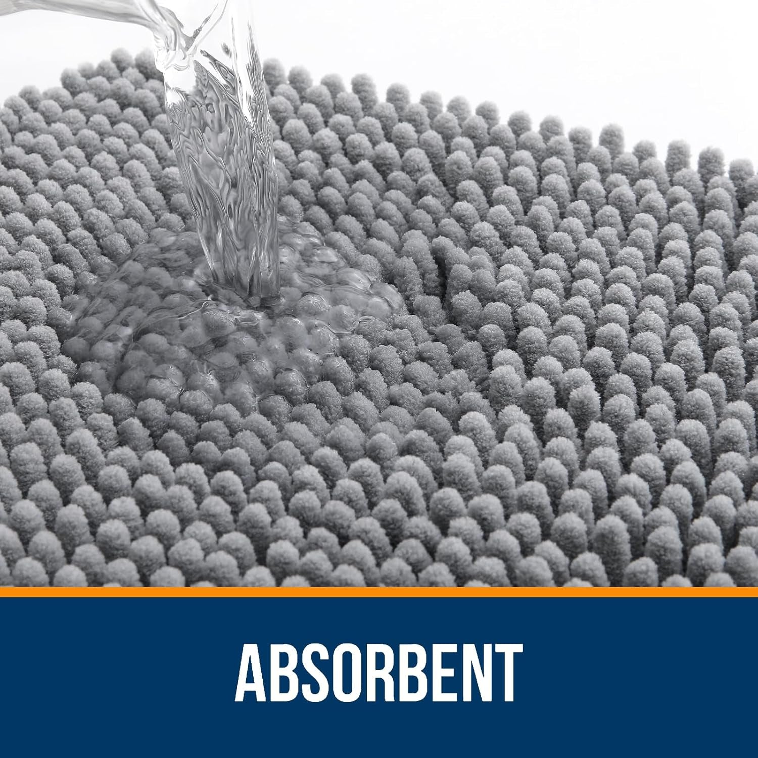 Bathroom Rugs 24X16, Extra Soft Absorbent Chenille Bath Rugs, Rubber Backing Quick Dry, Machine Washable Bath Mats for Bathroom Floor, Tub and Shower, Home Decor Accessories, Grey