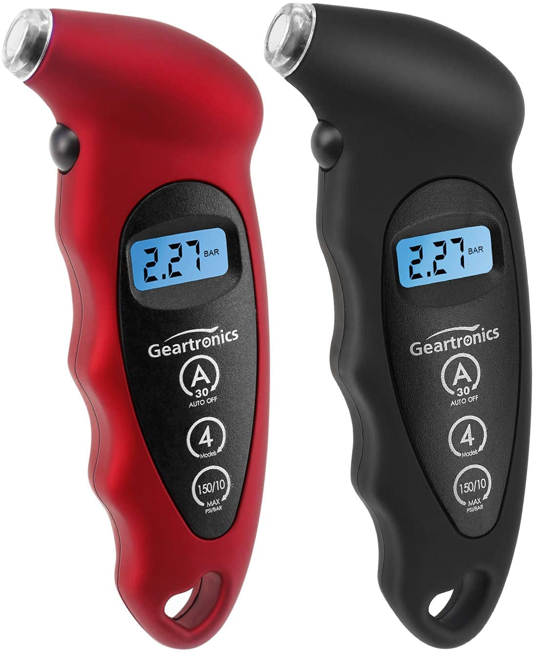 Digital Tire Pressure Gauge 150 PSI 4 Settings with Backlight LCD Tire Gauge for Cars, Motorcycles and Bikes with Non-Slip Grip, 2 Pack