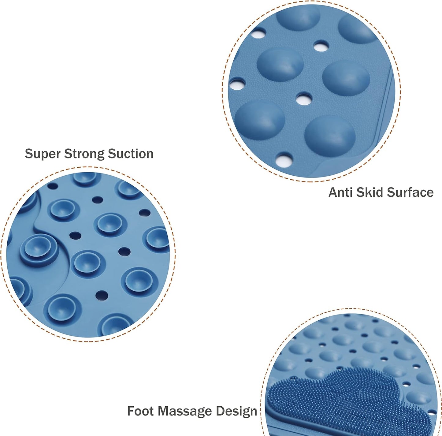 Bath Tub Mat Shower Mat Non Slip Bathtub Mats with Suction Cups Bath Mat for Tub Bathroom Mats 28" X 16" Machine Washable (Blue)