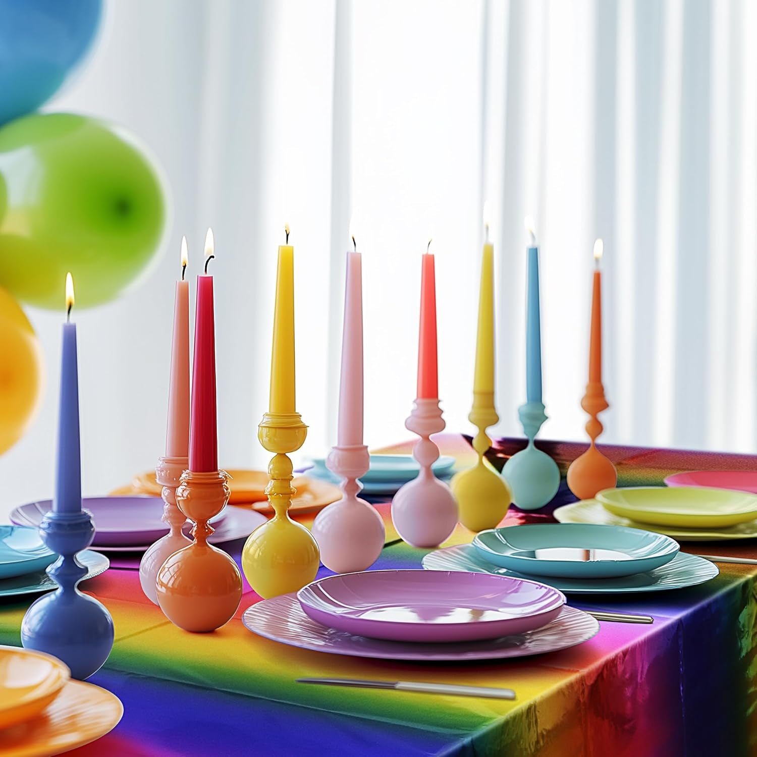 Set of 2 Disposable Tie-Dye Rainbow Tablecloths, 54 x 72 Inches, Colorful Plastic Covers for Celebrations, Weddings, and Events