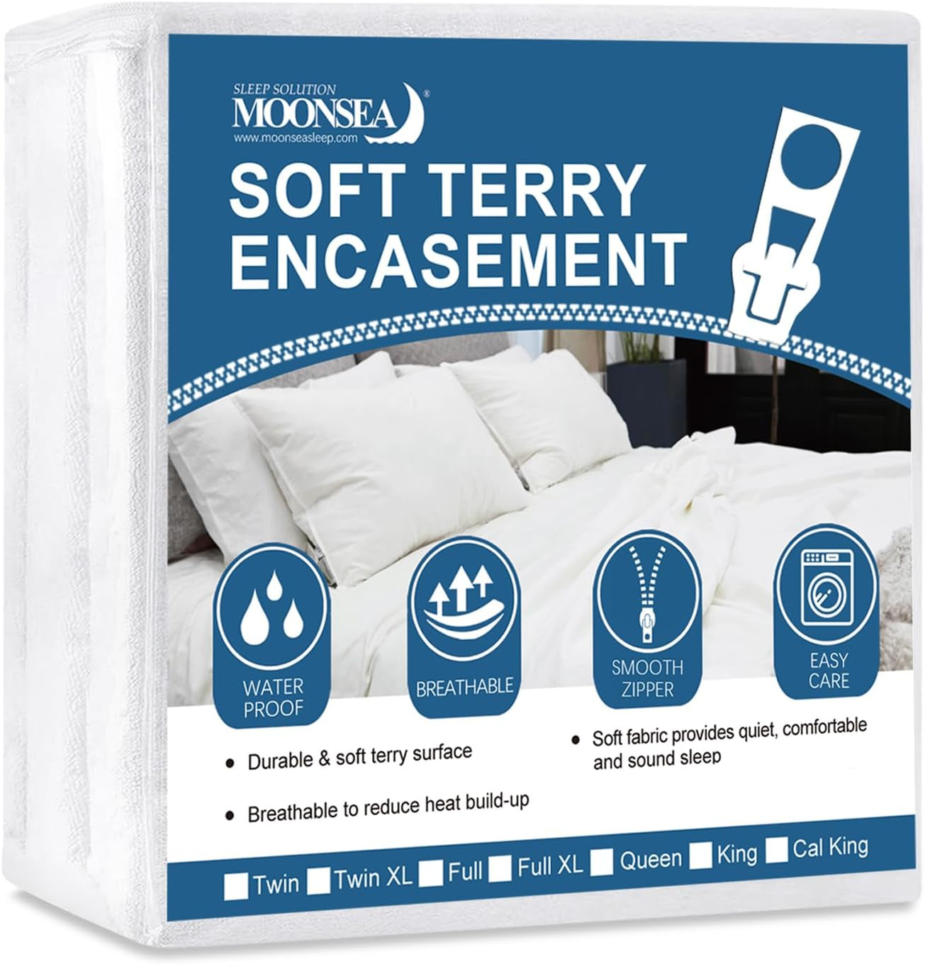 Queen Mattress Protector Zippered (10/11/12/13/14 Inchs), Soft Terry Surface Mattress Encasement, 6-Side Waterproof Mattress Cover for Kids, Well Zipper, Noiseless, for Queen Mattress 60 * 80