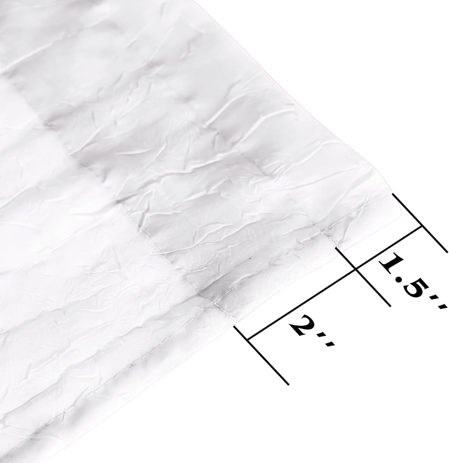 Crushed White Sheer Cafe Curtains 36 Inch Length 2 Panels, Light Filtering Crinkle Voile Bedroom Living Room Short Curtains, Each 42Wx36L Inches