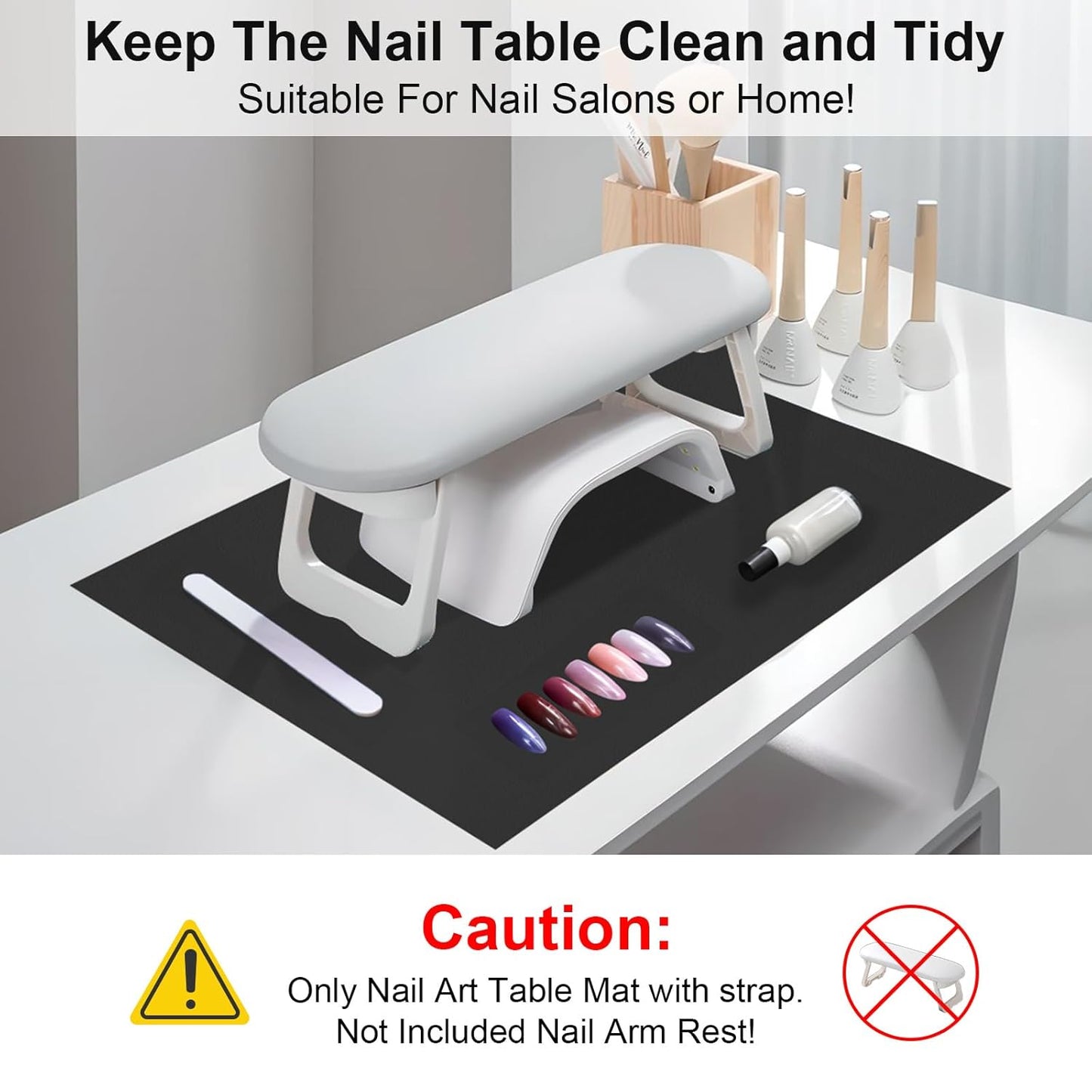 Nail Art Table Mat,Foldable Nail Arm Rest Pad for Nails,Soft Microfiber PU Leather Nail Mat for Table,Waterproof Manicure Pad,Nail Table Pad for Nail Technician Salon Home-Black