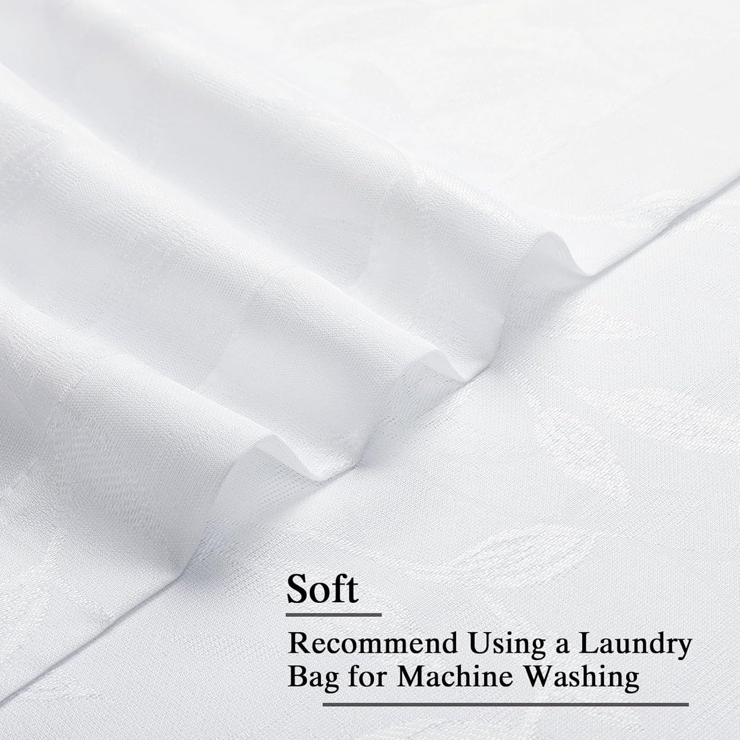 Mila White Kitchen Tier Curtains, 36 Inch Length, Semi Sheer Leaf Jacquard Textured Small Cafe Curtains, Light Filtering, Each 30Wx36L, 2PCS