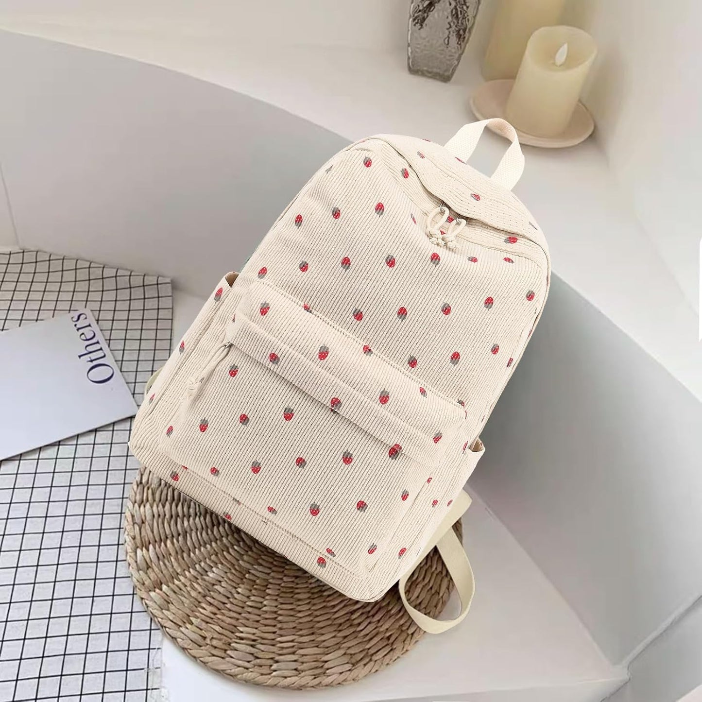 School Backpack for Teen Girls Bookbags Elementary High School Corduroy Laptop Bags Women Travel Daypacks