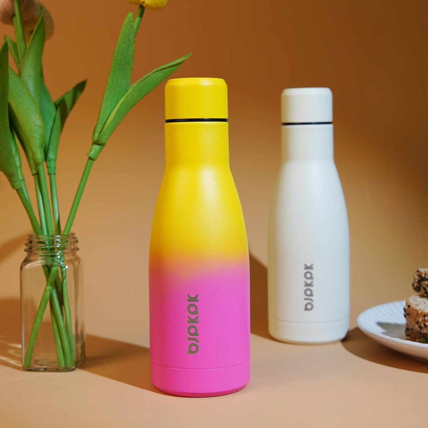 12Oz Water Bottles Stainless Steel Double Wall Vacuum Insulated Small Water Bottles for Travel,Sky