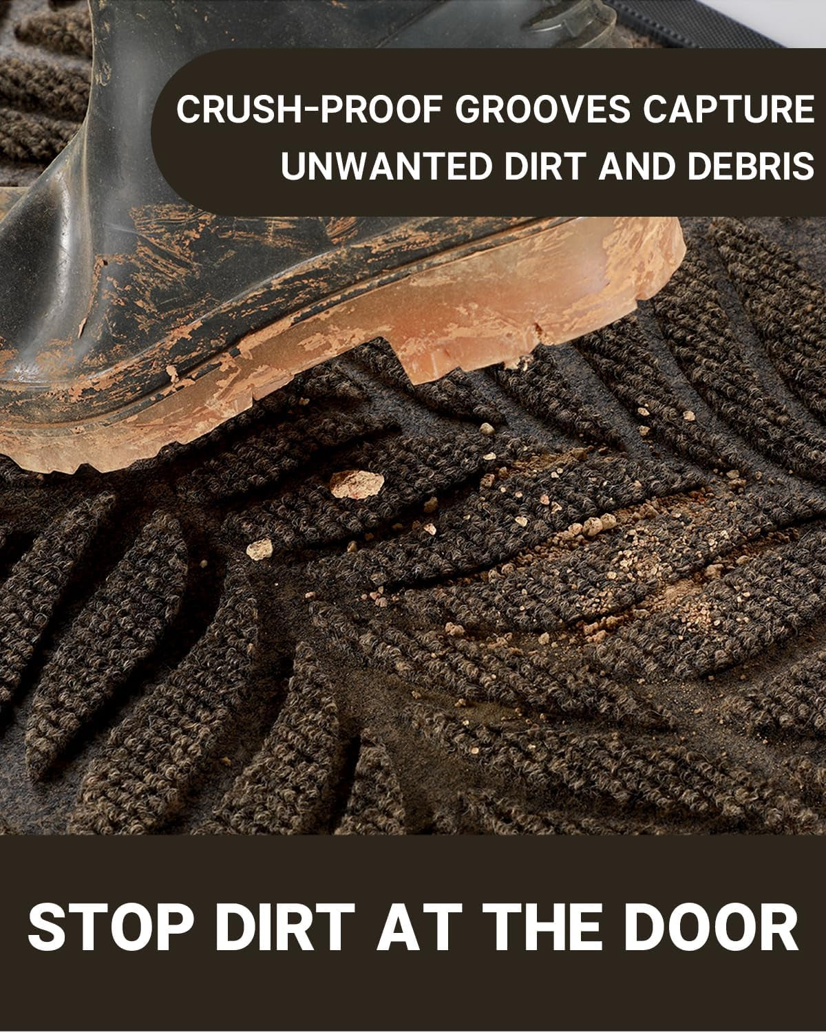 Front Door Mat Outdoor Indoor, 29.5X17 All-Season Waterproof Welcome Mat, All-Weather outside Entrance Mat, Non-Slip Patio Porch Doormat, Low Profile, Fade Resistant, Brown