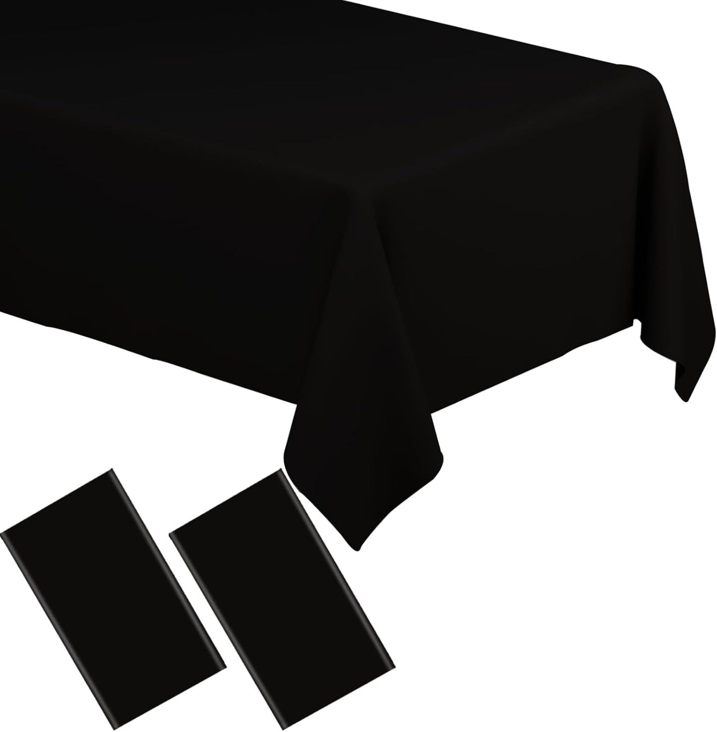 2 Pack Black Tablecloths Disposable Table Covers 54" X 108" Table Cloths for BBQ Birthday Picnic Bridal Shower Engagement Wedding Plastic Table Cloths for Parties