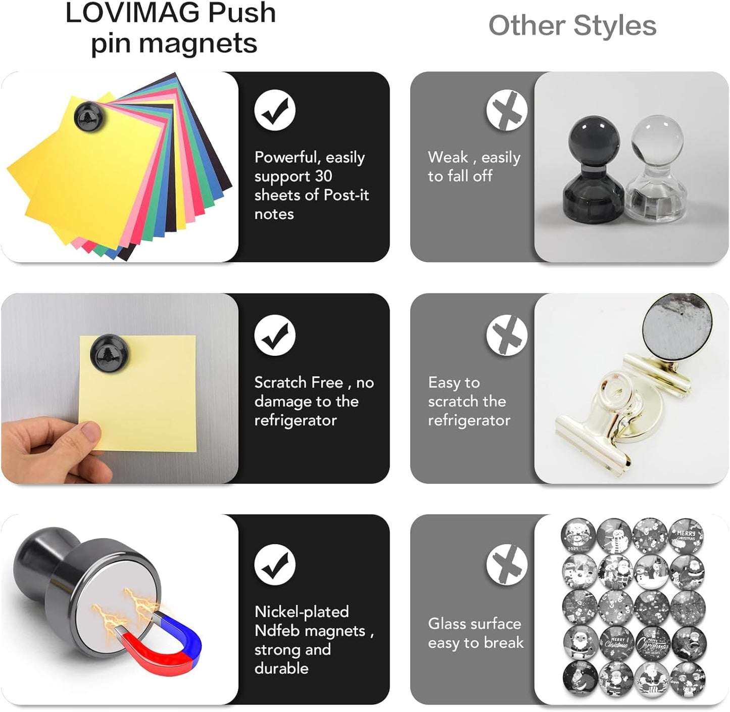 Refrigerator Magnets 12Pcs Magnet Clips Fridge Magnetic,Strong Neodymium Cup Magnets, Waterproof, Rare Earth