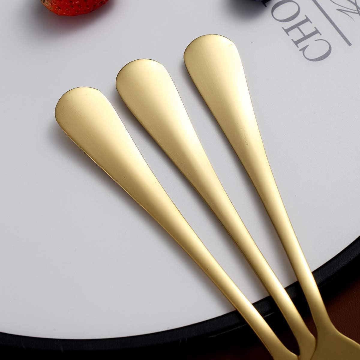 Set of 4 Stainless Steel Gold Dinner Forks, 7.9" Titanium Plated, Durable and Dishwasher Safe Silverware