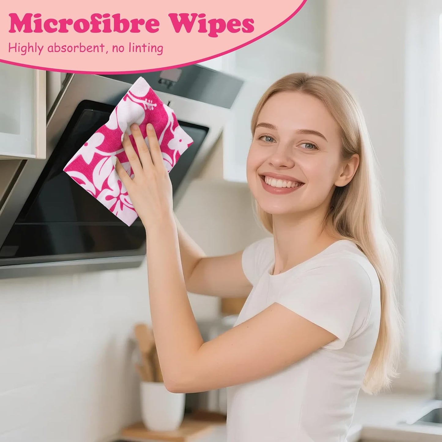 6PCS Pink Oven Mitts and Pot Holders Towels Set,Heat Resistant with Non-Slip Silicone Surface Baking Gloves,Applies to Grilling and Cooking Cute Kitchen Accessories and House Decor