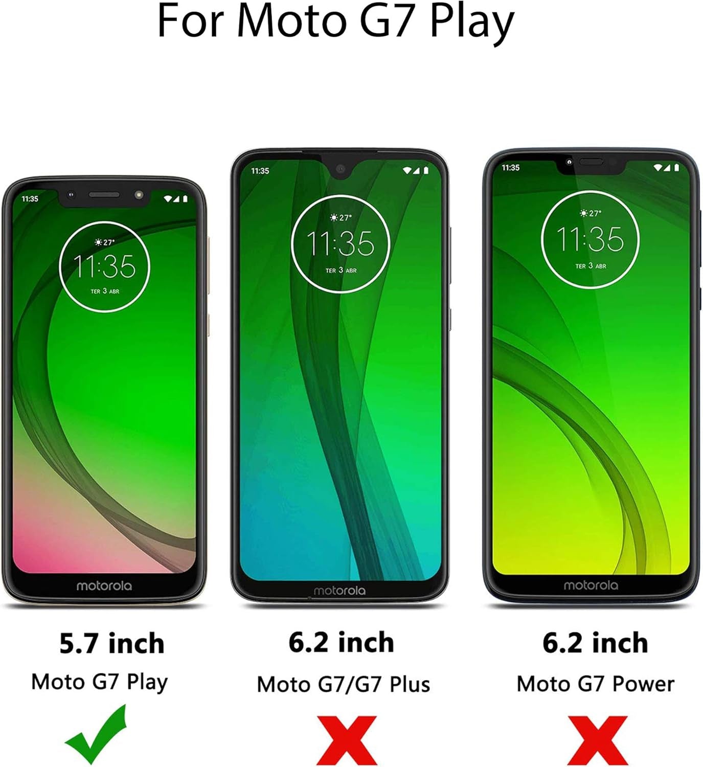 Screen Protector for Moto G7 Play 3Pack 9H Hardness Tempered Glass Screen Protector for Motorola Moto G7 Play Bubble Free anti Scratch Fingerprint Oil Stain Coating Case Friendly