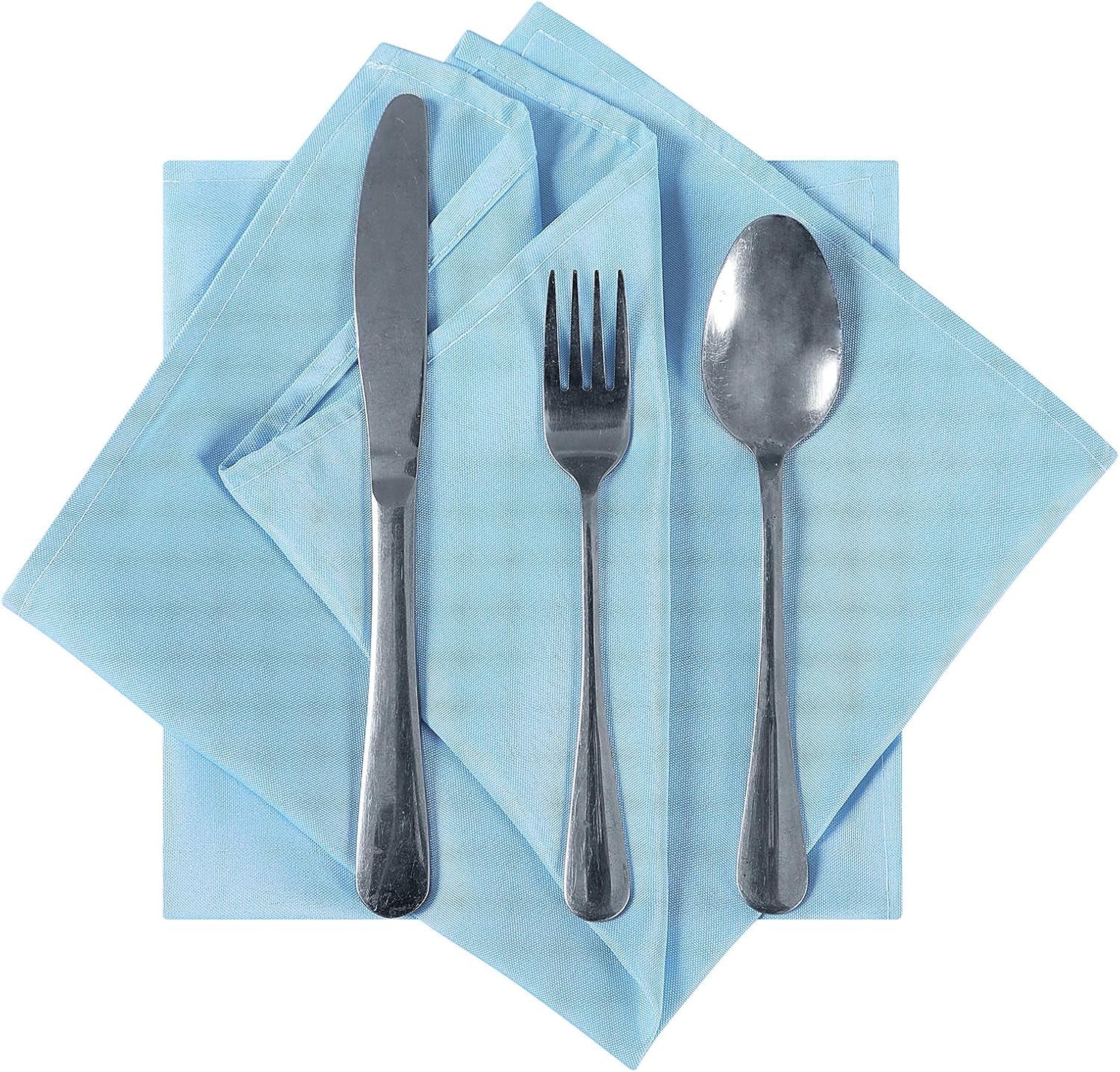 Cloth Napkins 17X17 Inch Washable Polyester Dinner Napkins Soft Table Napkins for Wedding Party Dining Banquet(Blue Mist,12Pcs)